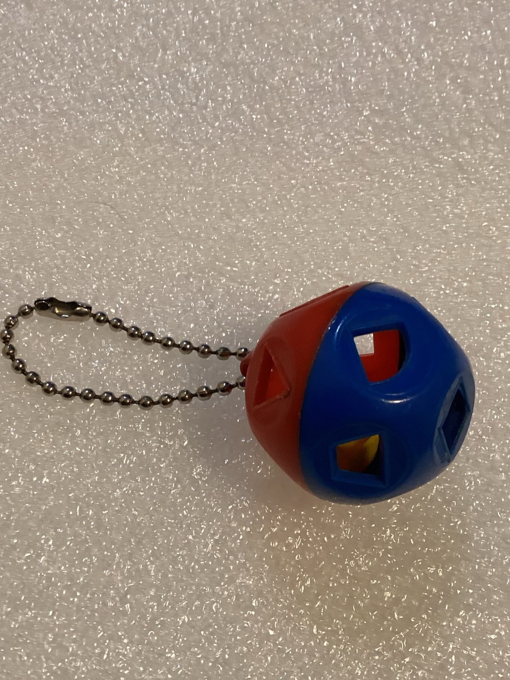 Vintage Tupperware mini  SHAPE O BALL key chain 80s Red Blue yellow shape sorter